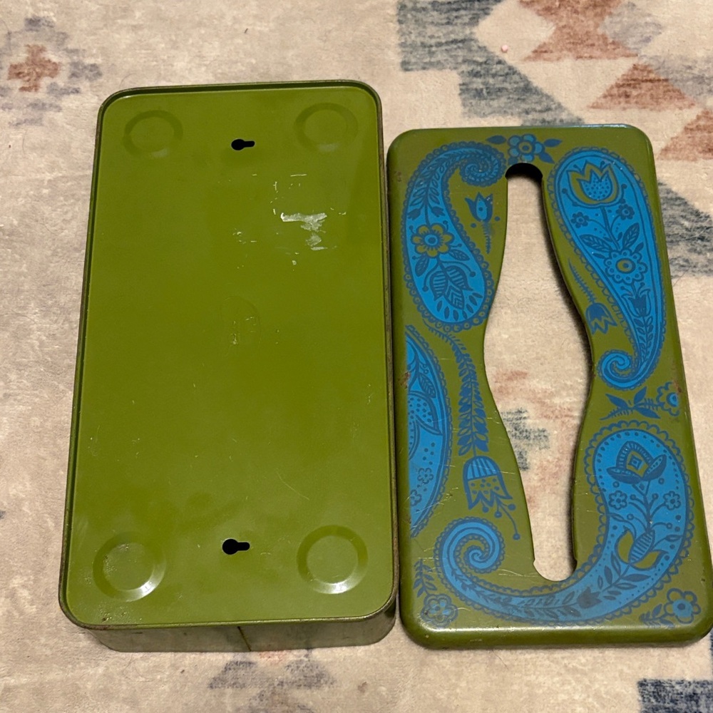 Vintage Ransberg MCM Green and Blue Paisley Tissue Box - Picture 6 of 6